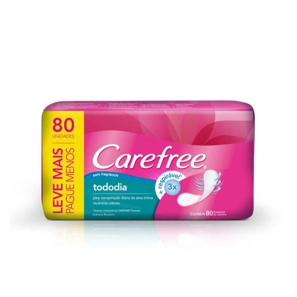 Protetor Diário Carefree Todo Dia Sem Perfume com 80 Unidades