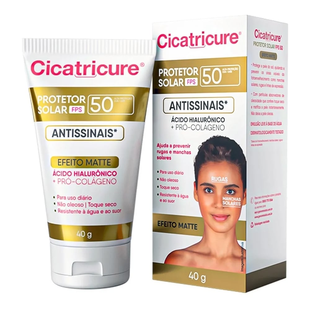 Protetor Solar Cicatricure Antissinais Efeito Matte FPS 50 40 g