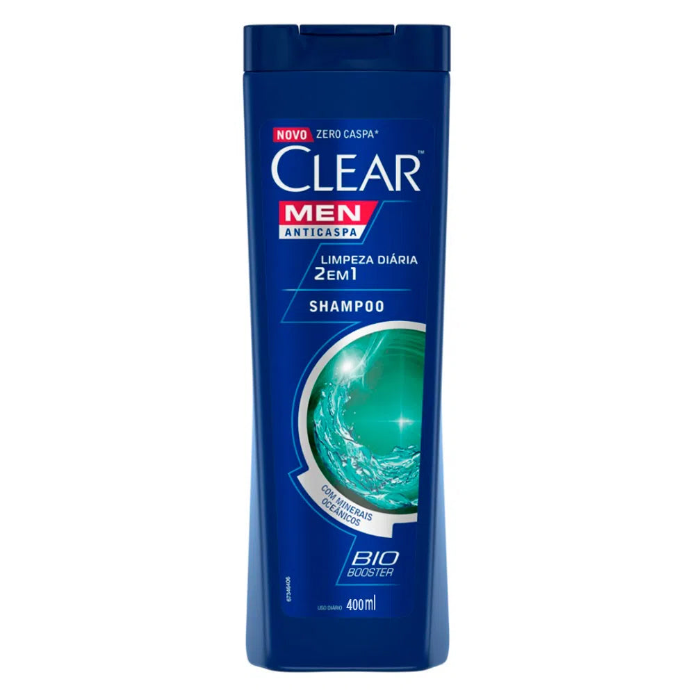 Shampoo Anticaspa Clear Men Limpeza Diária 2 em 1 400ml
