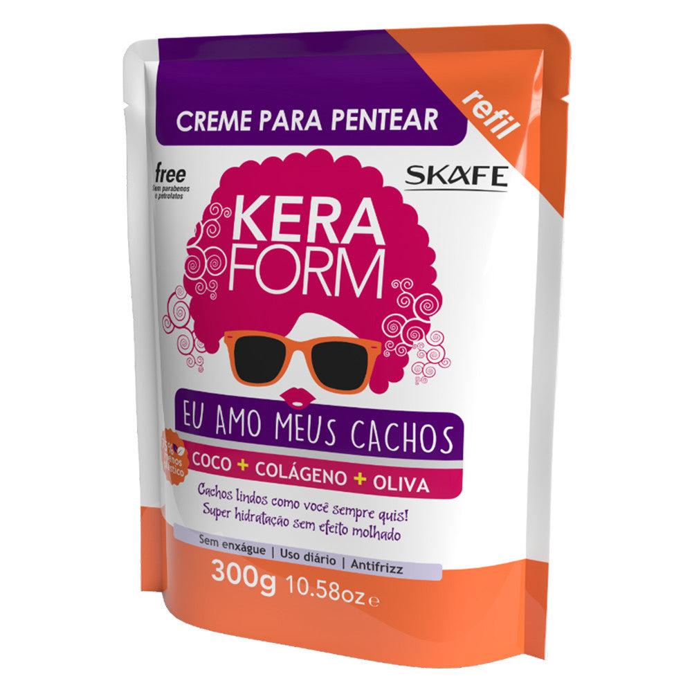 Creme para Pentear Skafe Keraform Refil Eu Amo Meus Cachos 300g