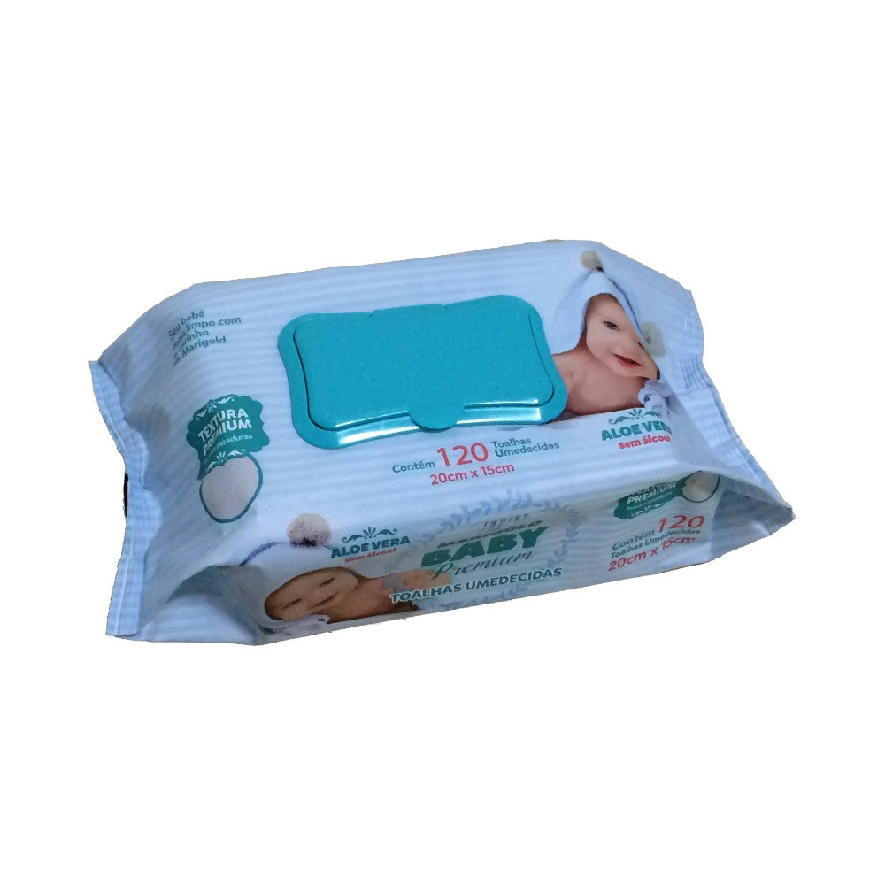 Toalha Umedecida Marigold Baby Premium Azul 120un