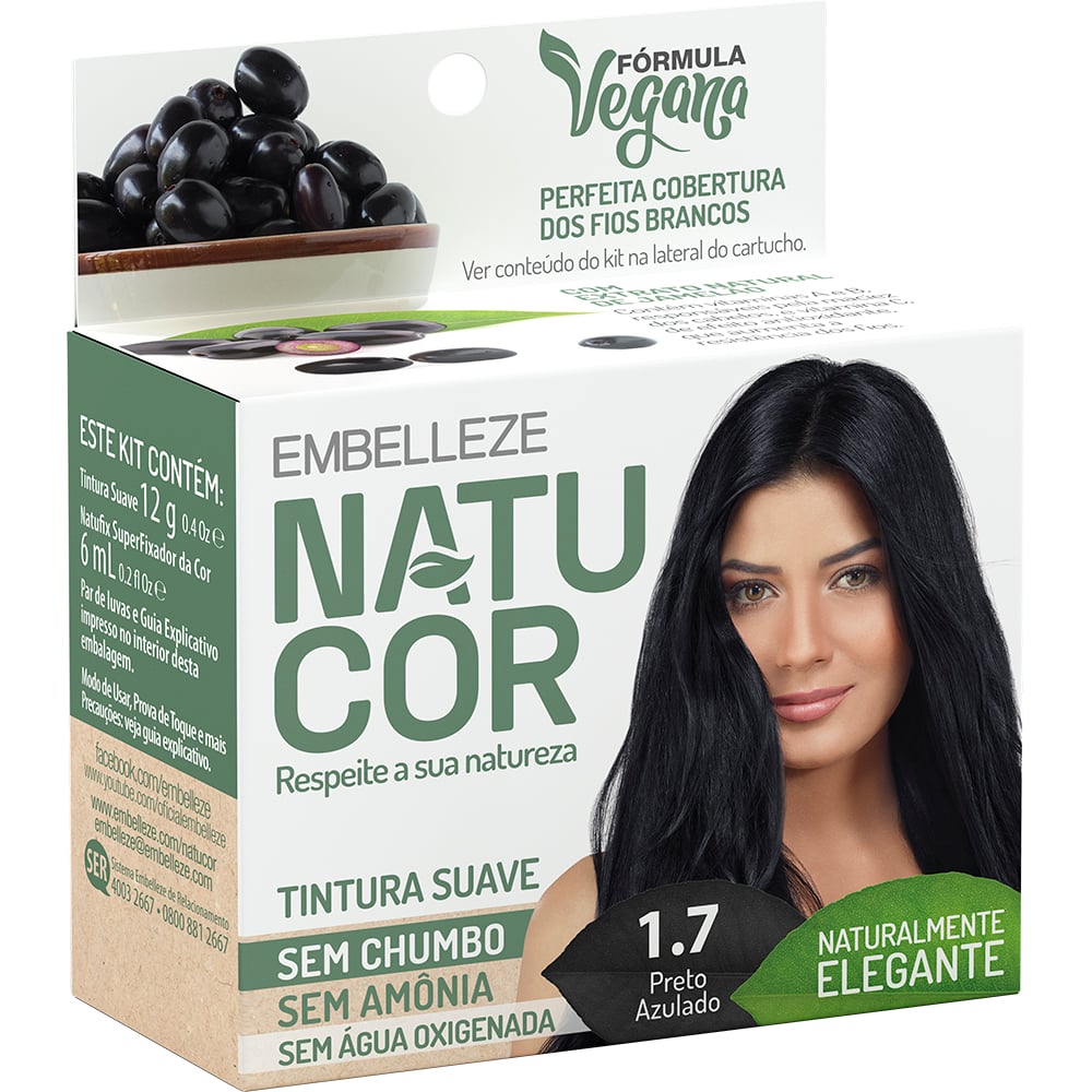Tonalizante Embelleze Natucor Preto Azulado 1.7