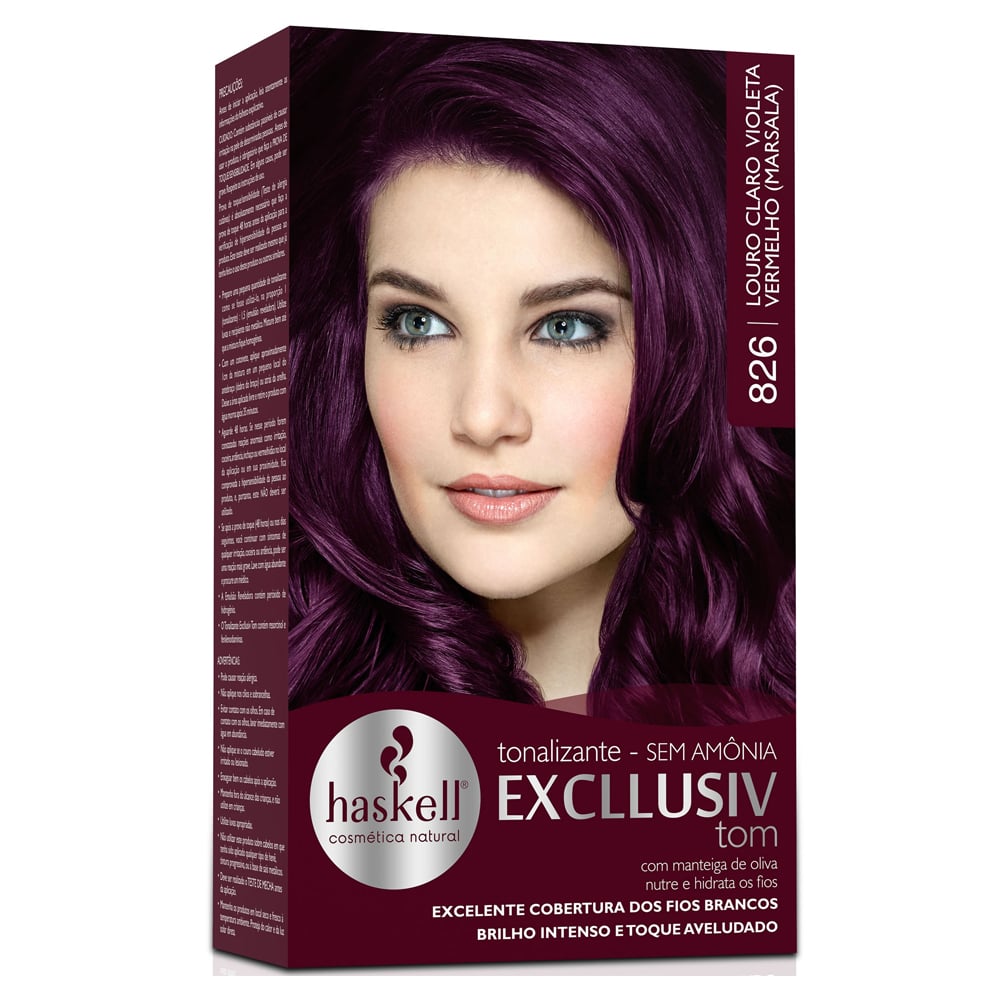 Tonalizante Haskell Excllusiv Color Louro Claro Violeta Vermelho Marsala 826