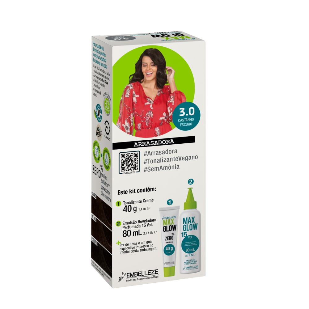 Tonalizante Max Glow Creme 3.0 Castanho Escuro