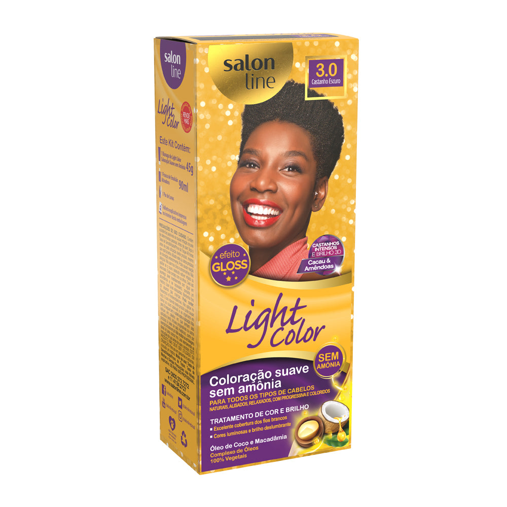 Tonalizante Salon Line Light Color para Cabelos Normais Castanho Escuro 3.0