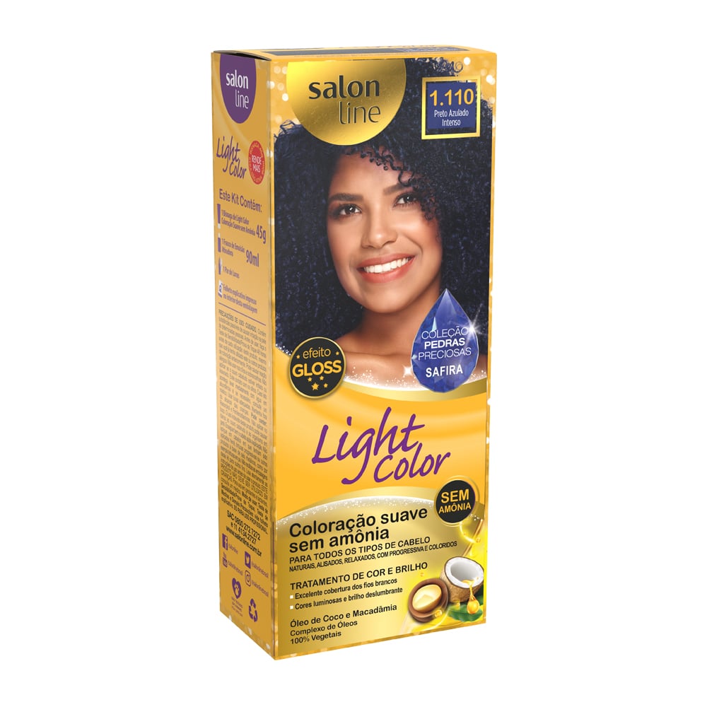 Tonalizante Salon Line Light Color para Cabelos Normais Preto Azulado Intenso 1.110