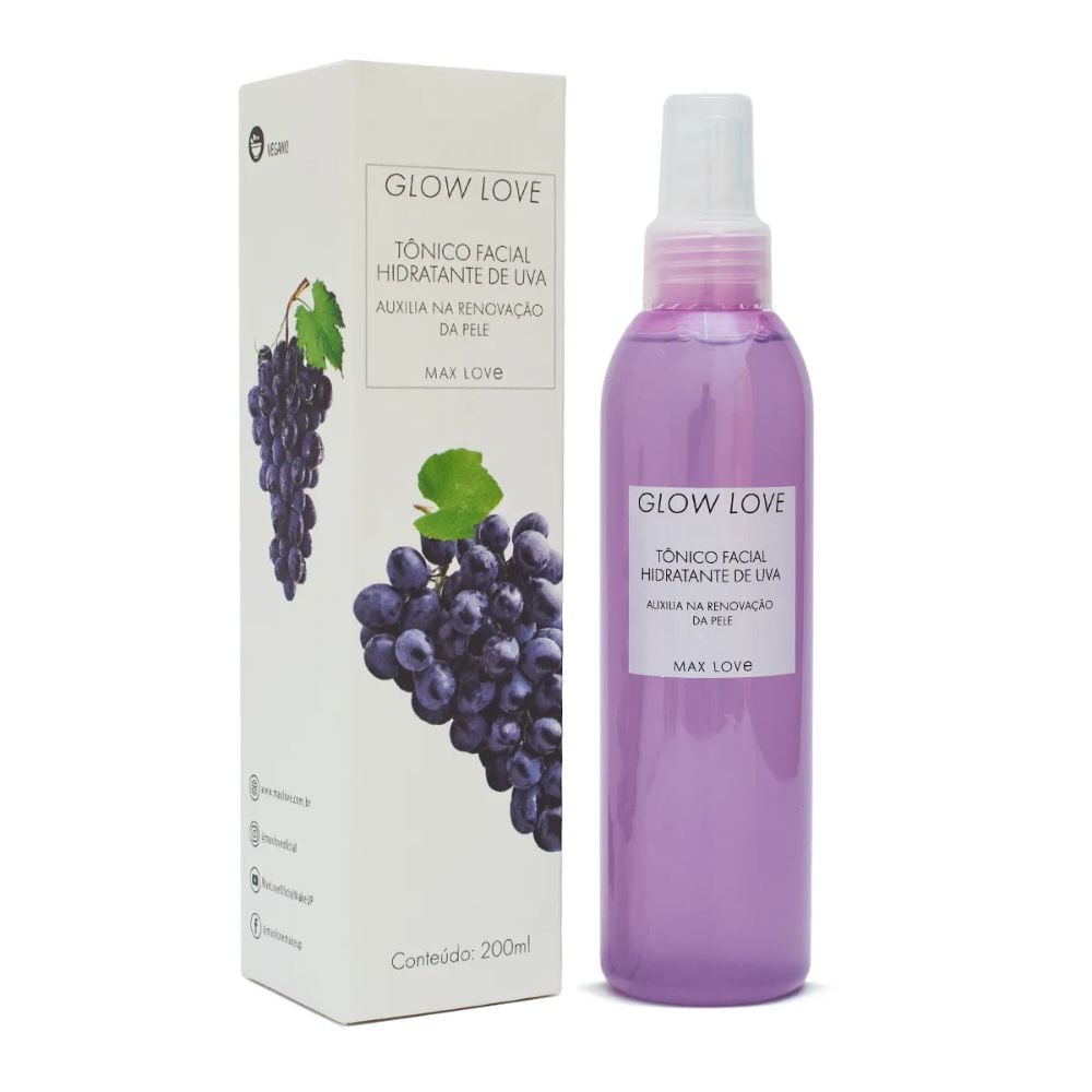 Tônico Facial Hidratante Glow Love Max Love Uva 200ml