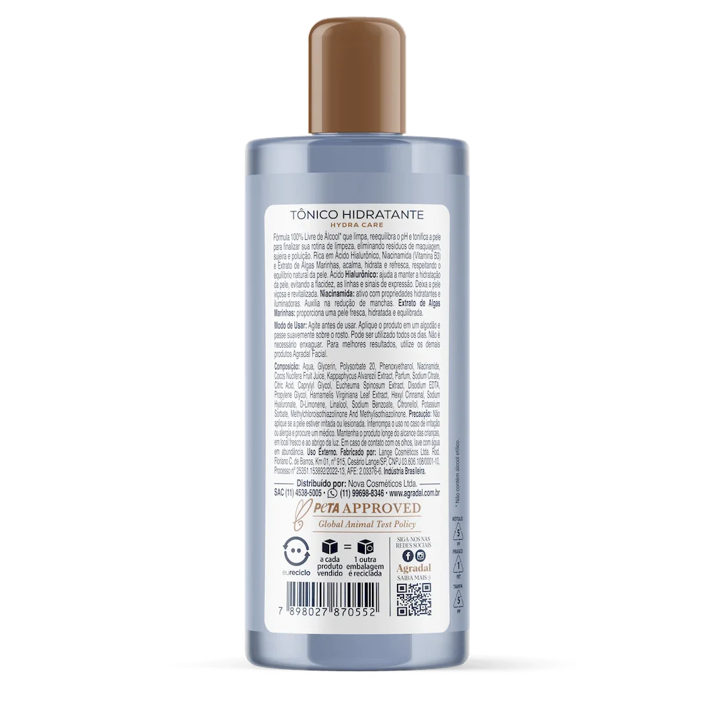 Tônico Hidratante Agradal Hydra Care 200ml