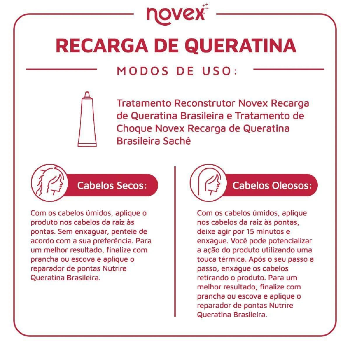 Tratamento Reconstrutor Embelleze Novex Recarga de Queratina Brasileira 80g