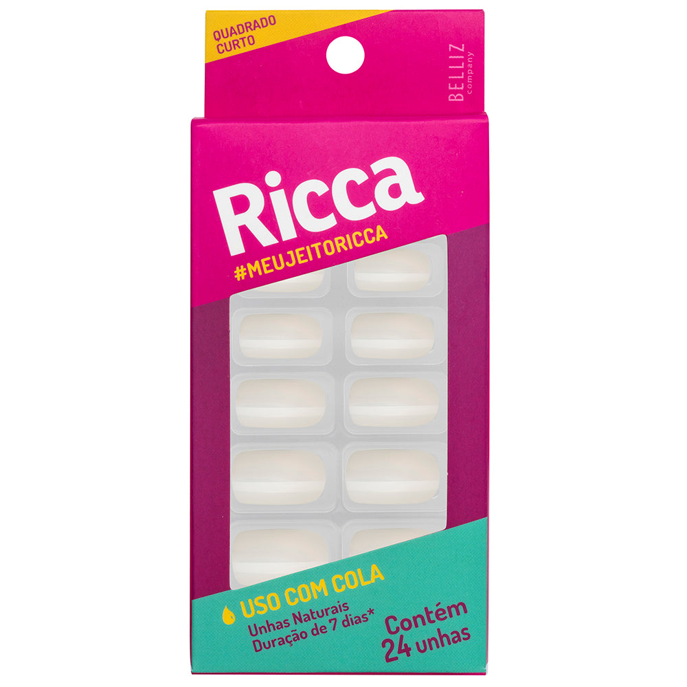 Unhas Postiças Ricca Naturais Quadrado Curto Ref. 1336