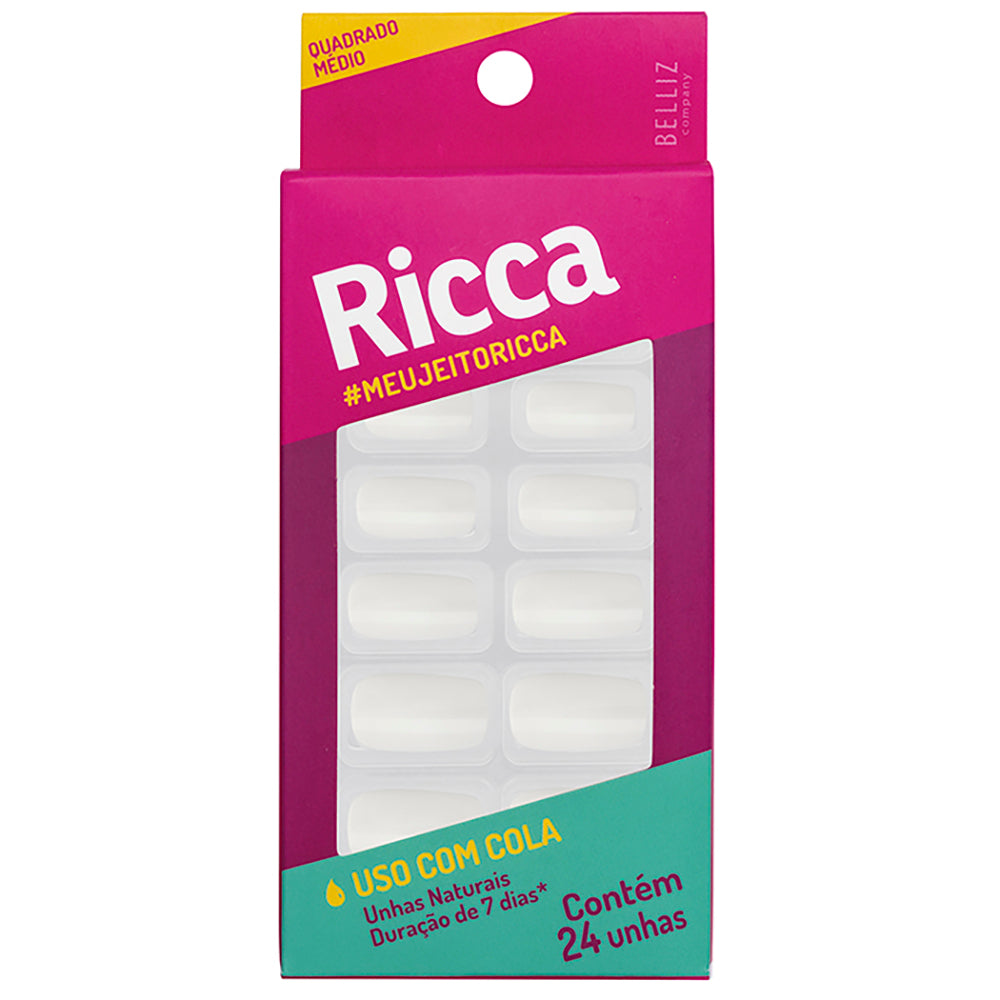 Unhas Postiças Ricca Naturais Quadrado Médio Ref. 1320