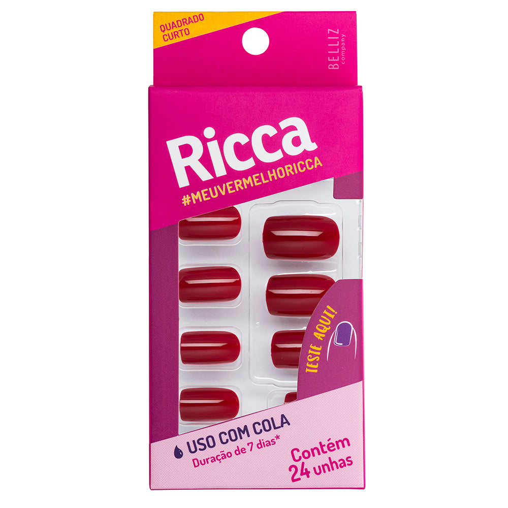 Unhas Postiças Ricca Vermelho Bordô Ref. 1987