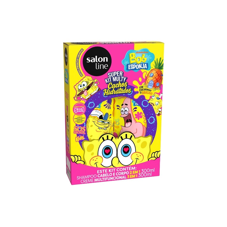 Kit Salon Line S.O.S Kids Shampoo 300ml + Creme 300ml Multy Bob Esponja