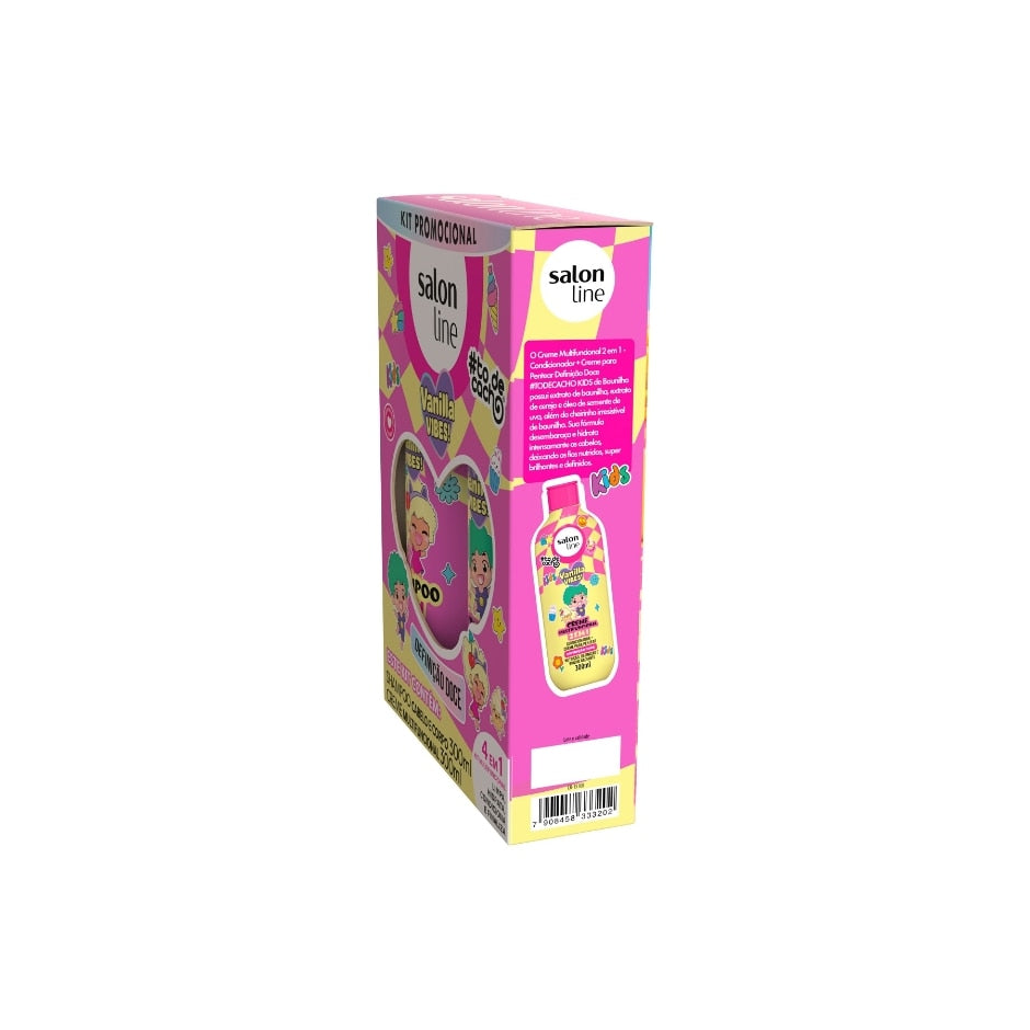 Kit Salon Line #ToDeCacho Kids Shampoo 300ml + Creme 300ml Multy Vanilla Definição Doce
